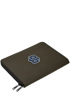 Zipped folder with varsity-style logo patch