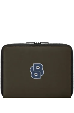 Zipped folder with varsity-style logo patch