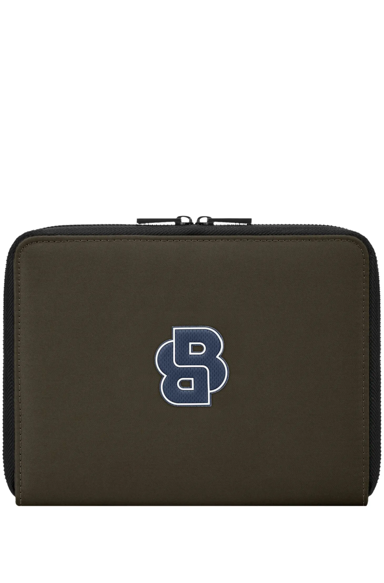 Zipped folder with varsity-style logo patch