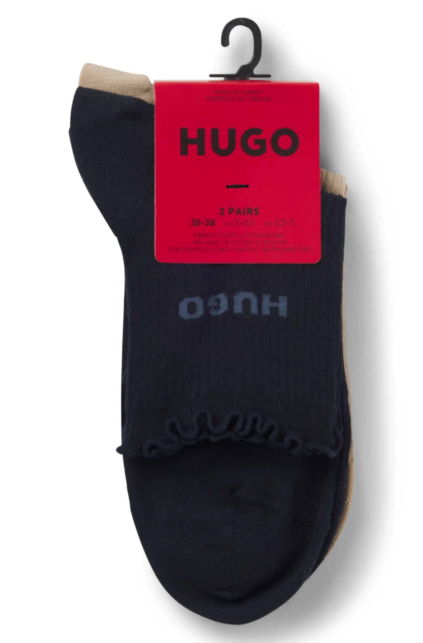 Zweierpack gerippte kurze Socken