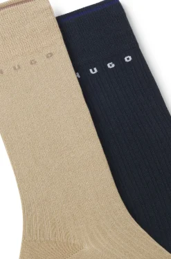 Zweierpack gerippte Socken aus Baumwoll-Mix