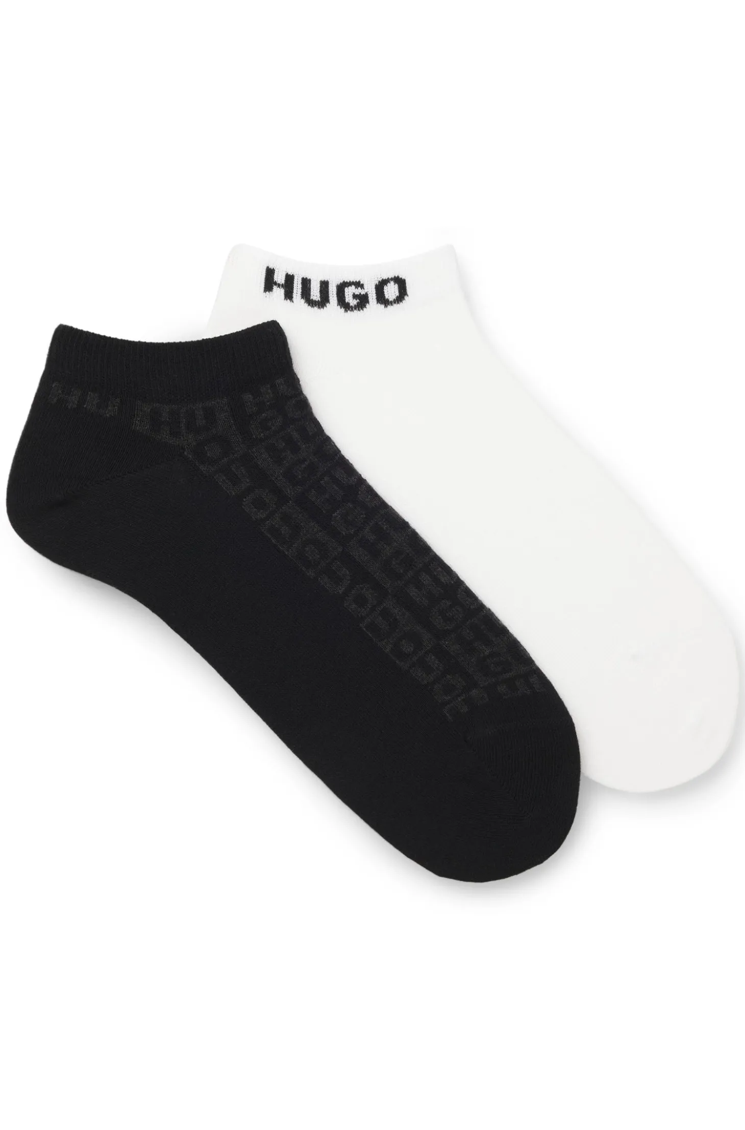 Zweierpack knöchellange Socken mit Logo-Intarsien