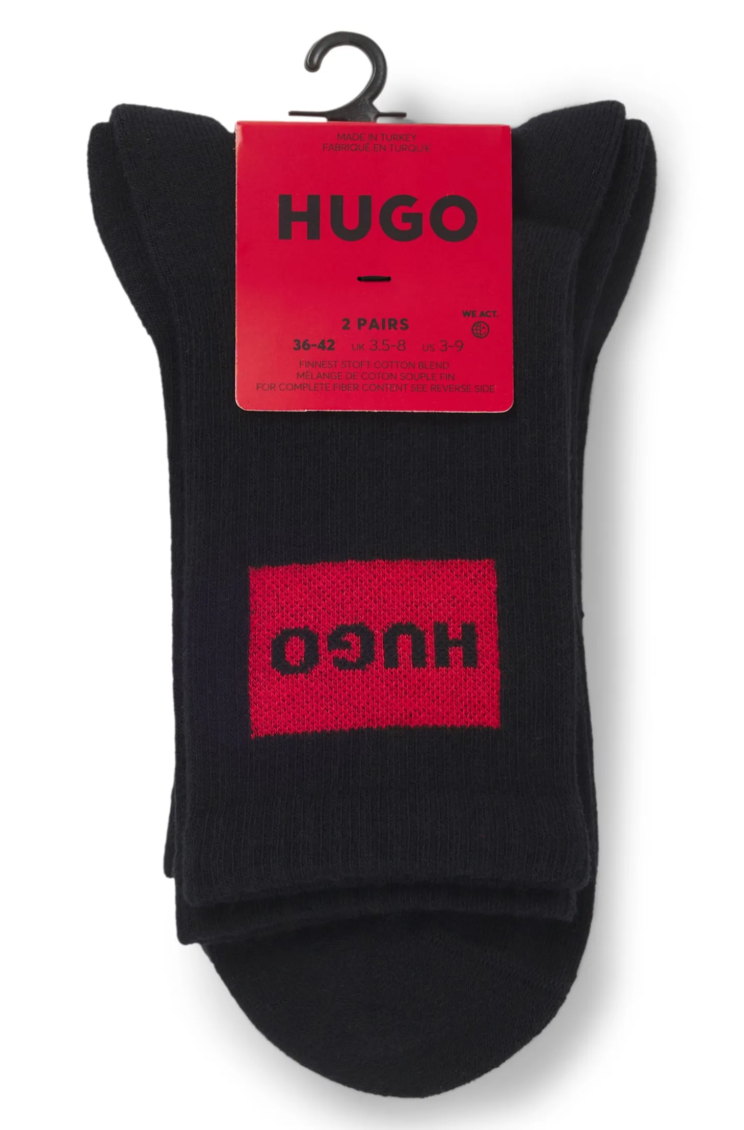 Zweierpack kurze Socken mit roten Logos