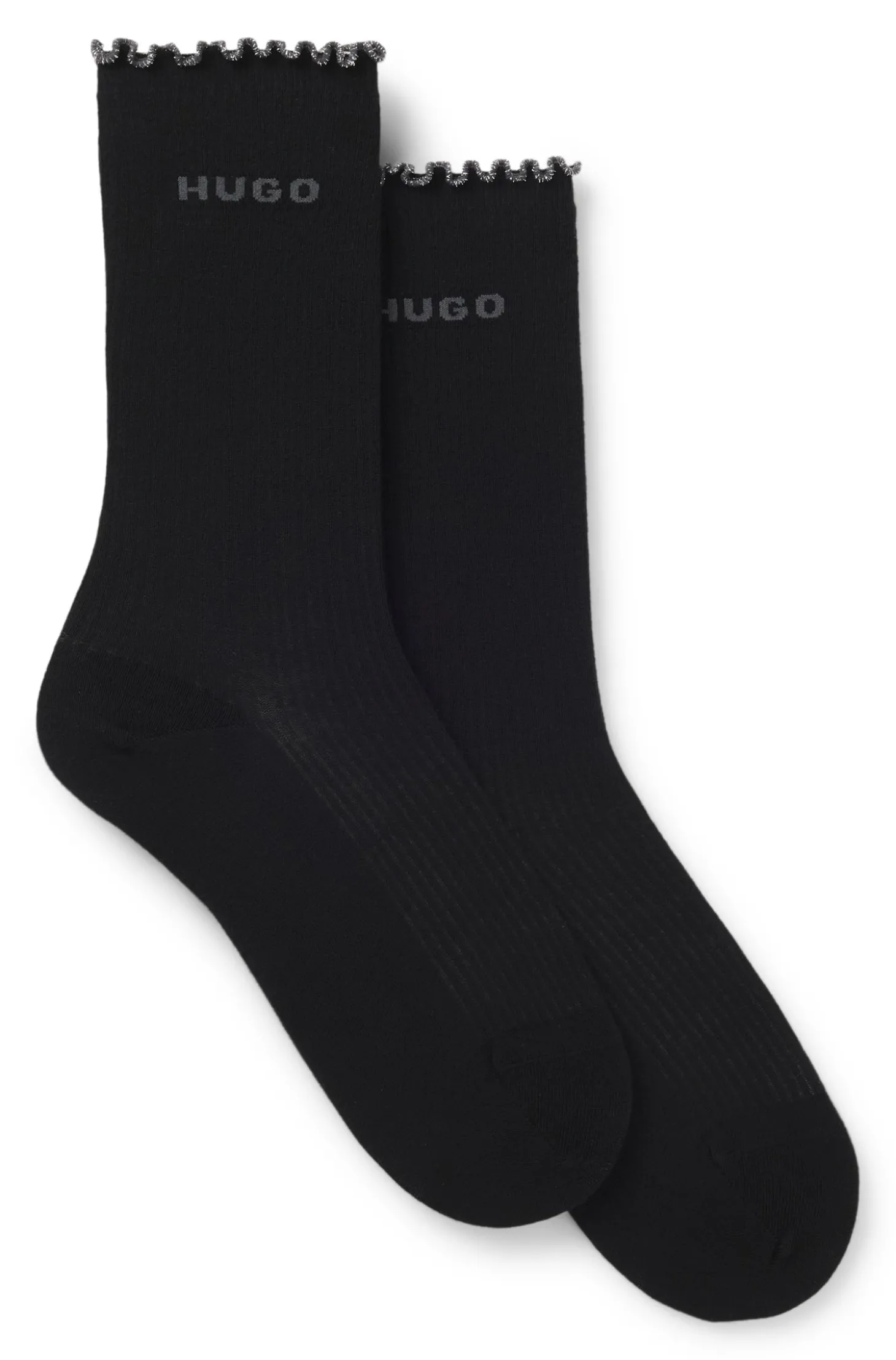 Zweierpack mittelhohe Socken mit gekräuselten Bündchen
