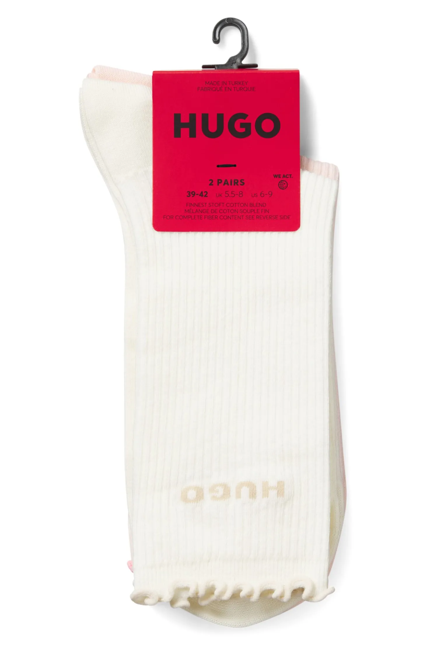 Zweierpack mittelhohe Socken mit gekräuselten Bündchen