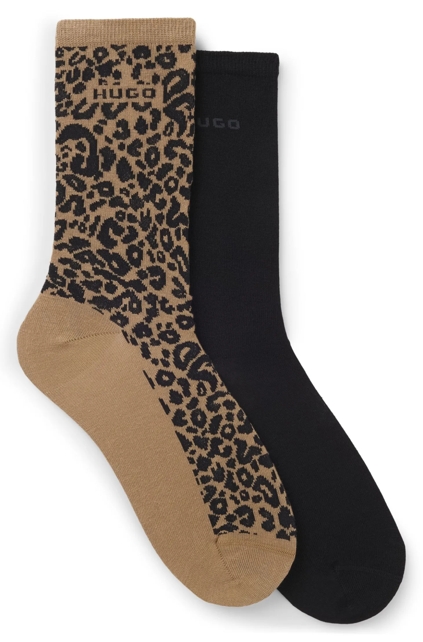 Zweierpack mittelhohe Socken mit Leoparden-Details