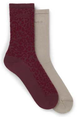 Zweierpack mittelhohe Socken mit Leoparden-Details
