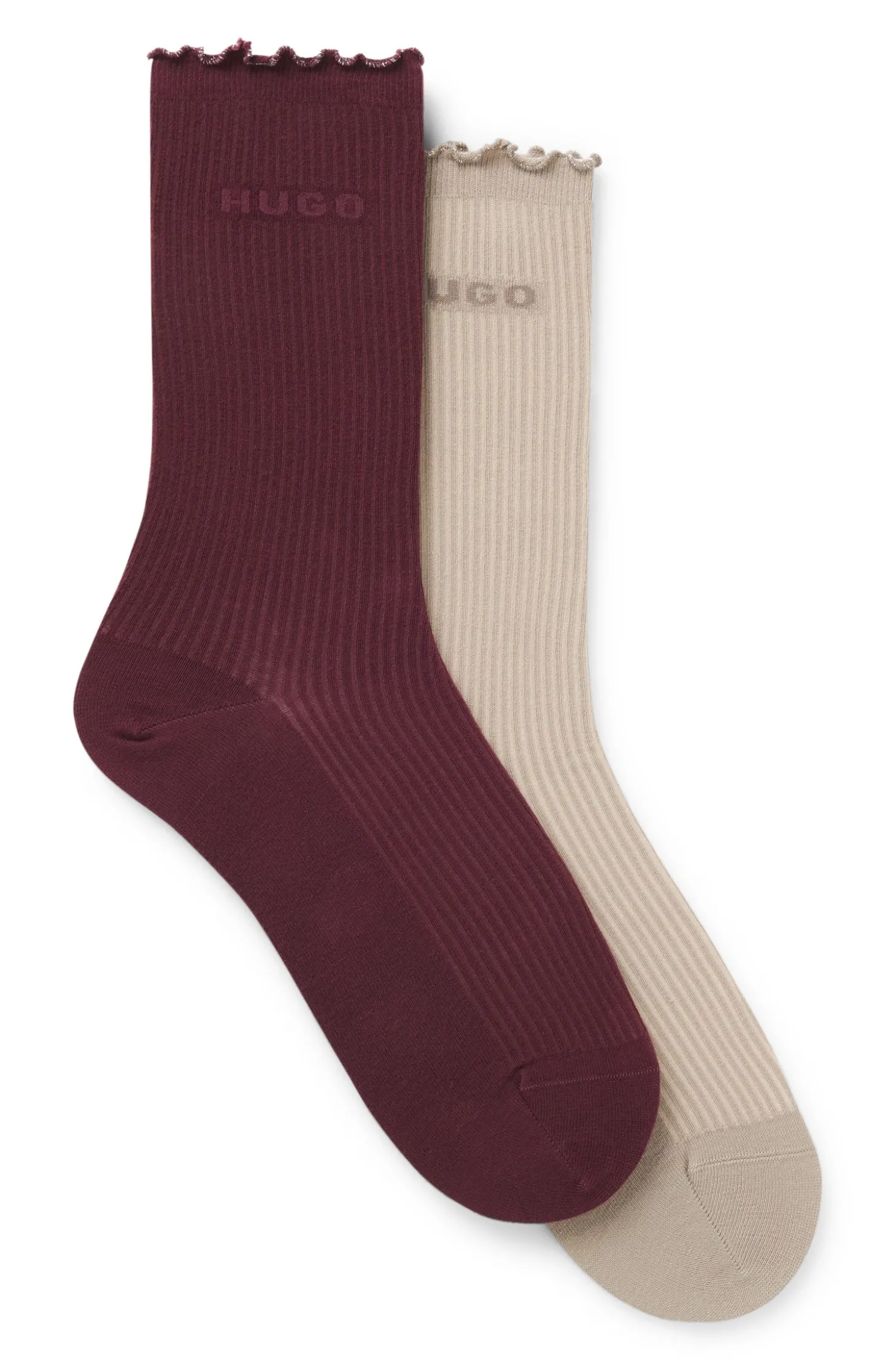 Zweierpack mittelhohe Socken mit gekräuselten Bündchen