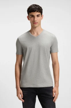 Zweierpack T-Shirts aus Stretch-Baumwolle mit V-Ausschnitt
