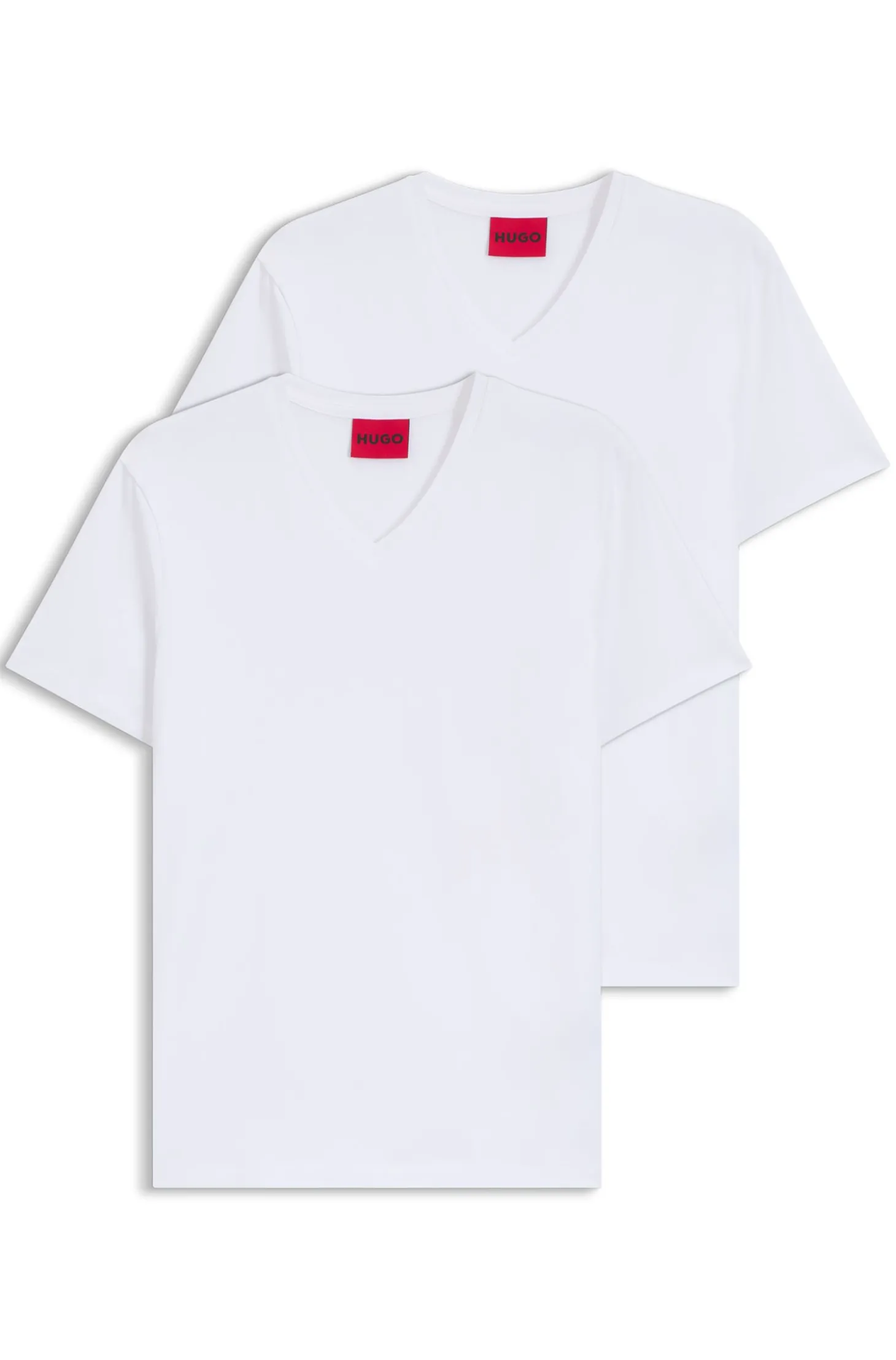 Zweierpack T-Shirts aus Stretch-Baumwolle mit V-Ausschnitt