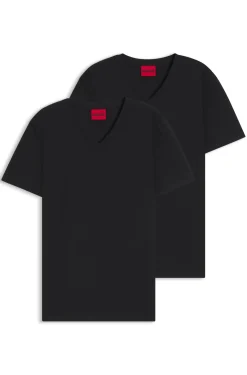 Zweierpack T-Shirts aus Stretch-Baumwolle mit V-Ausschnitt