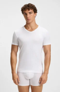 Zweierpack T-Shirts aus Stretch-Baumwolle mit schmalem Schnitt