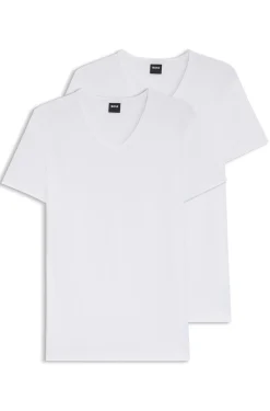 Zweierpack T-Shirts aus Stretch-Baumwolle mit schmalem Schnitt