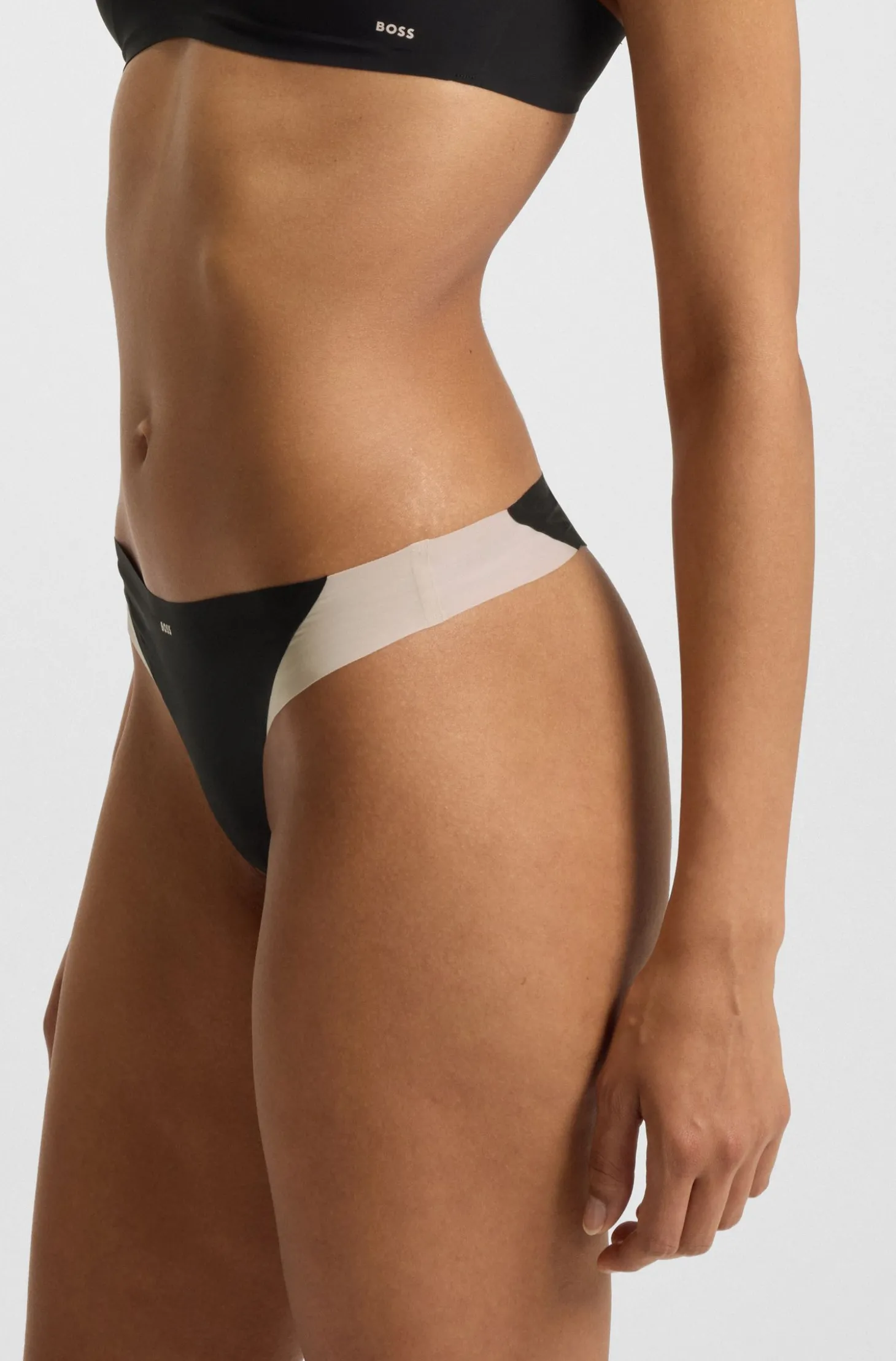 Zweifarbiger String aus Stretch-Jersey