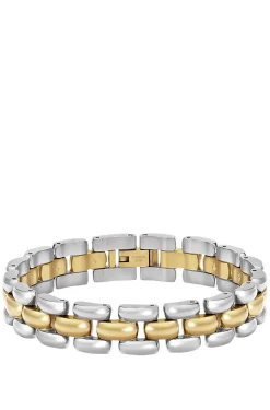 Zweifarbiges Gliederarmband mit graviertem Logo