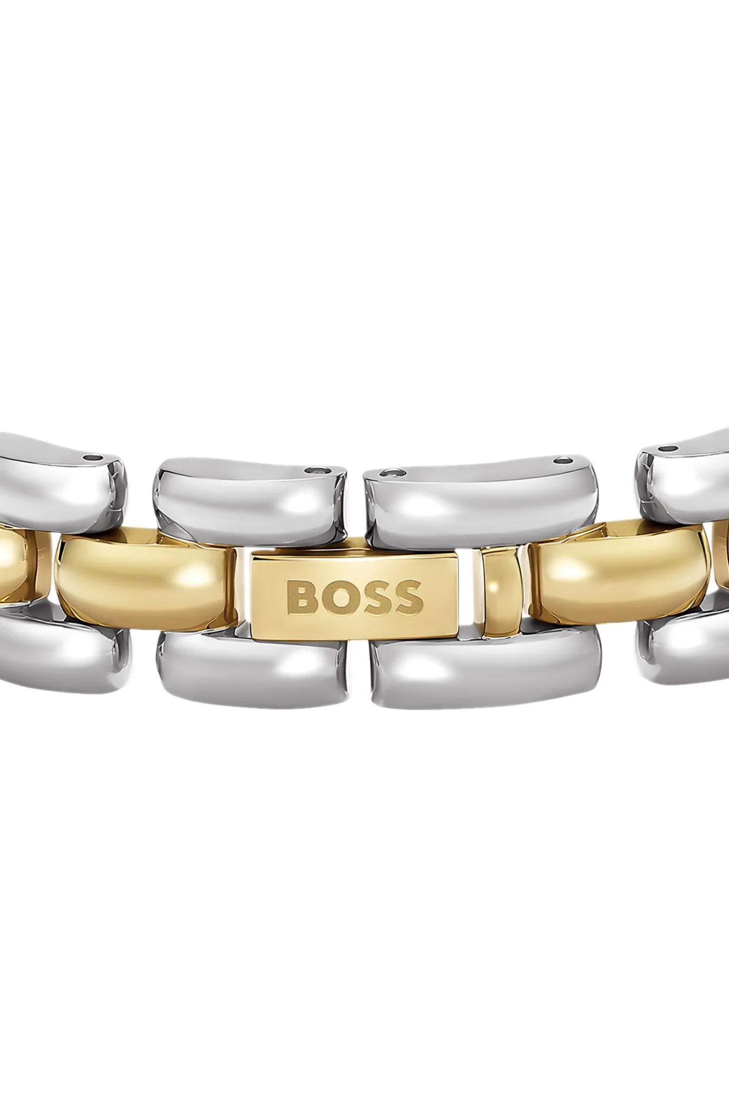 Zweifarbiges Gliederarmband mit graviertem Logo