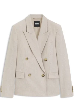 Zweireihiger Regular-Fit Blazer aus meliertem Flanell