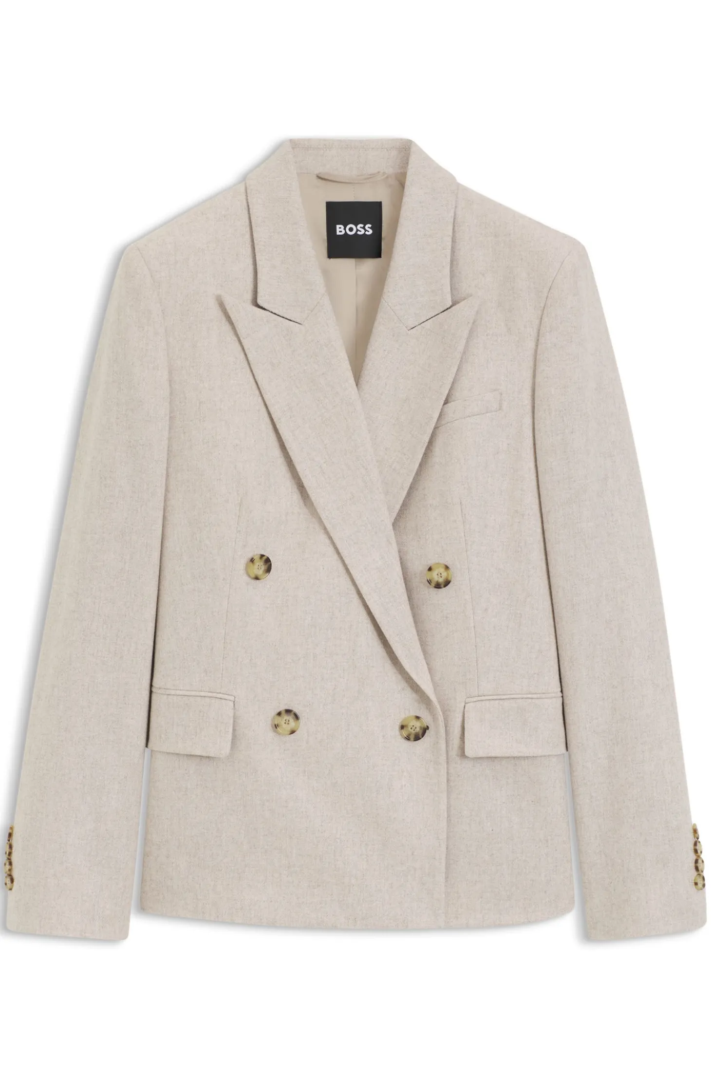 Zweireihiger Regular-Fit Blazer aus meliertem Flanell