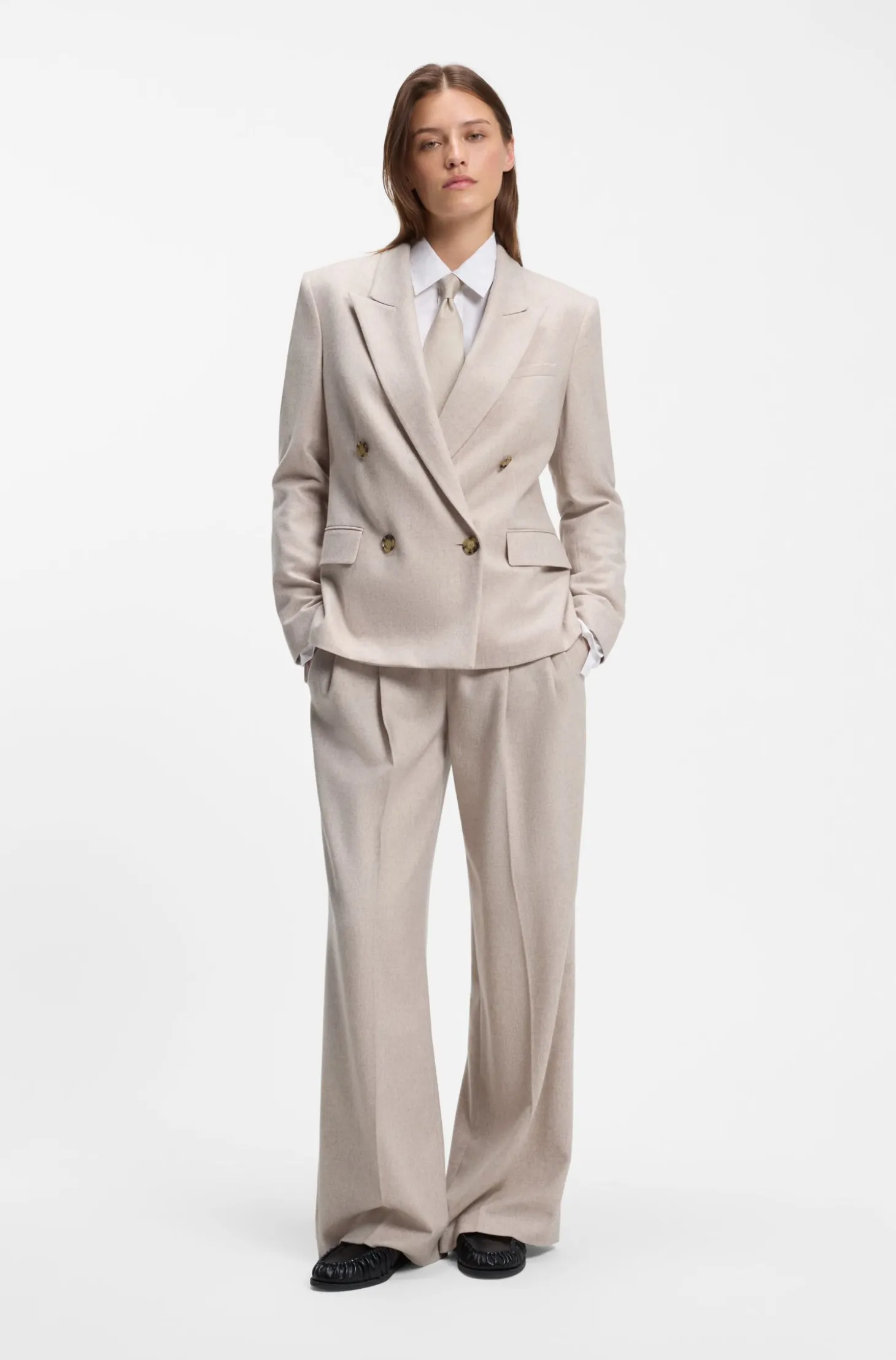 Zweireihiger Regular-Fit Blazer aus meliertem Flanell