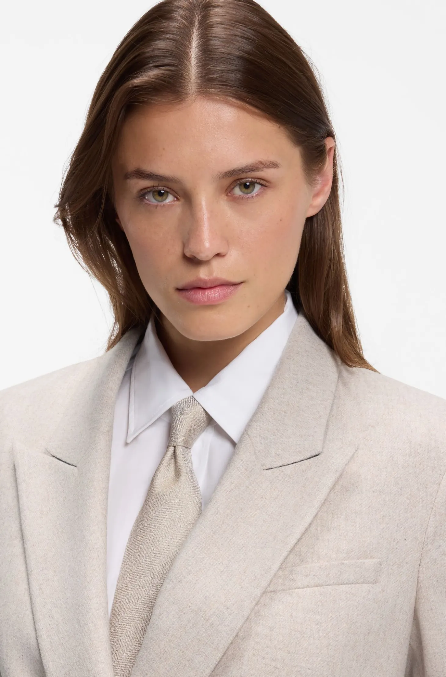 Zweireihiger Regular-Fit Blazer aus meliertem Flanell
