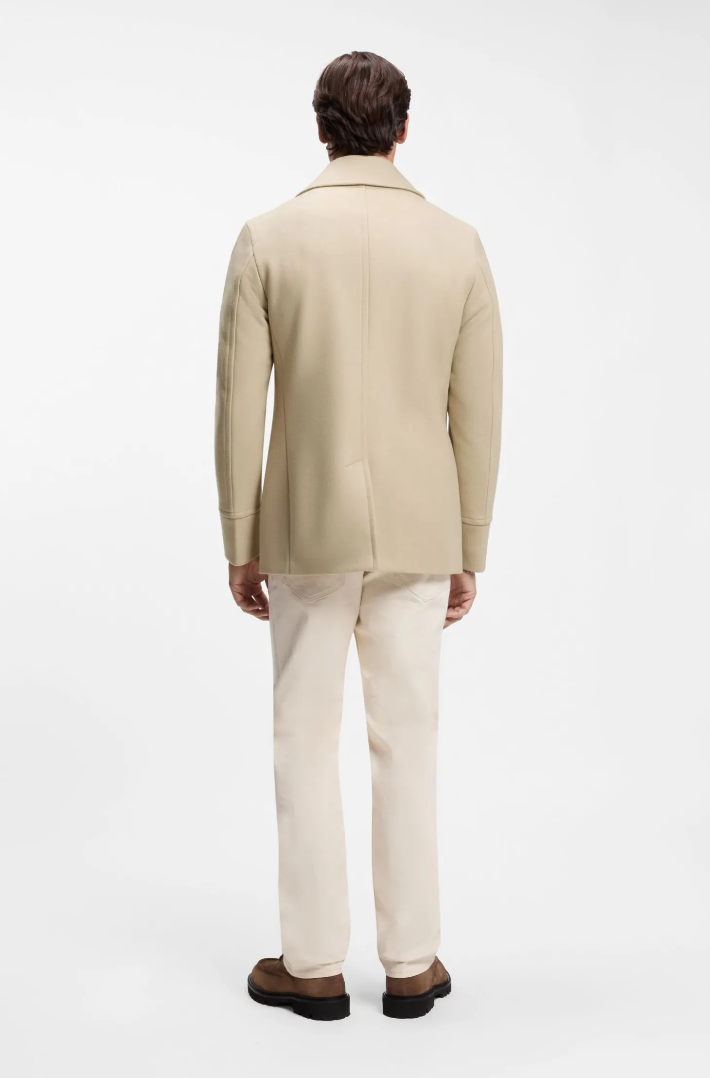 Zweireihiger Slim-Fit Kurzmantel aus Woll-Mix