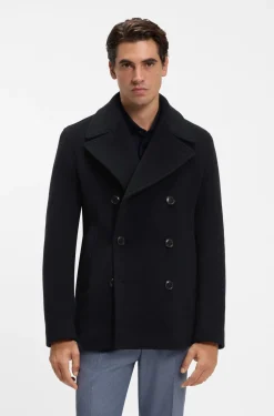 Zweireihiger Slim-Fit Mantel aus Woll-Mix