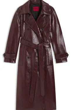 Zweireihiger Trenchcoat aus Kunstleder