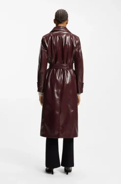 Zweireihiger Trenchcoat aus Kunstleder