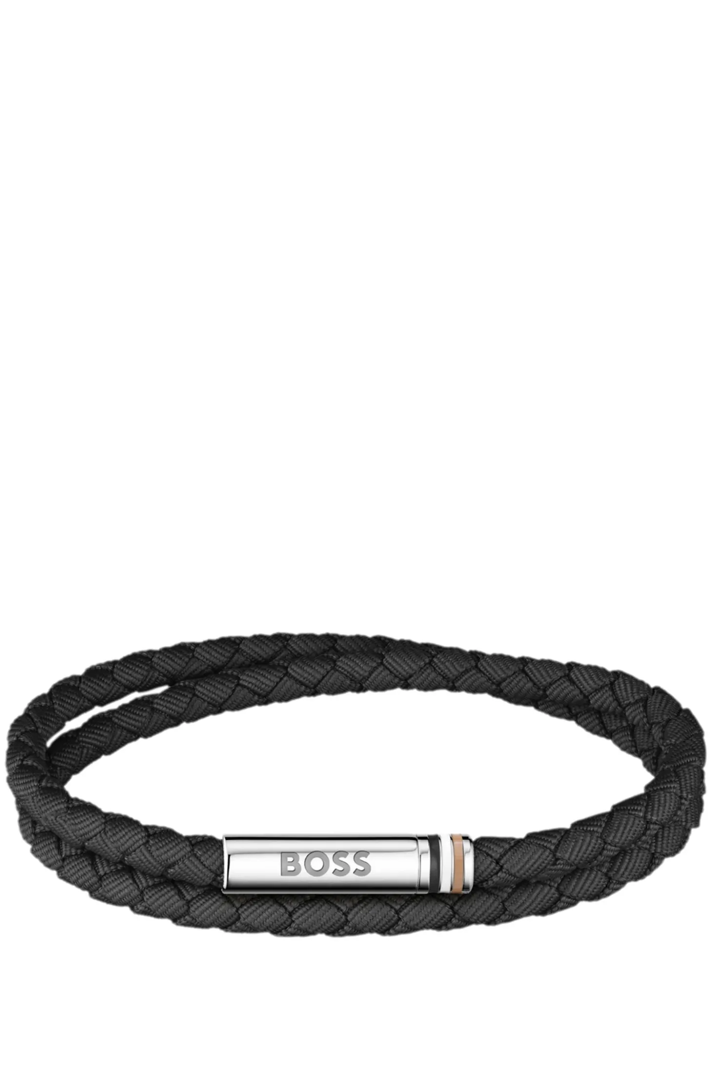 Zweireihiges, geflochtenes Armband in Schwarz mit Logo-Verschluss