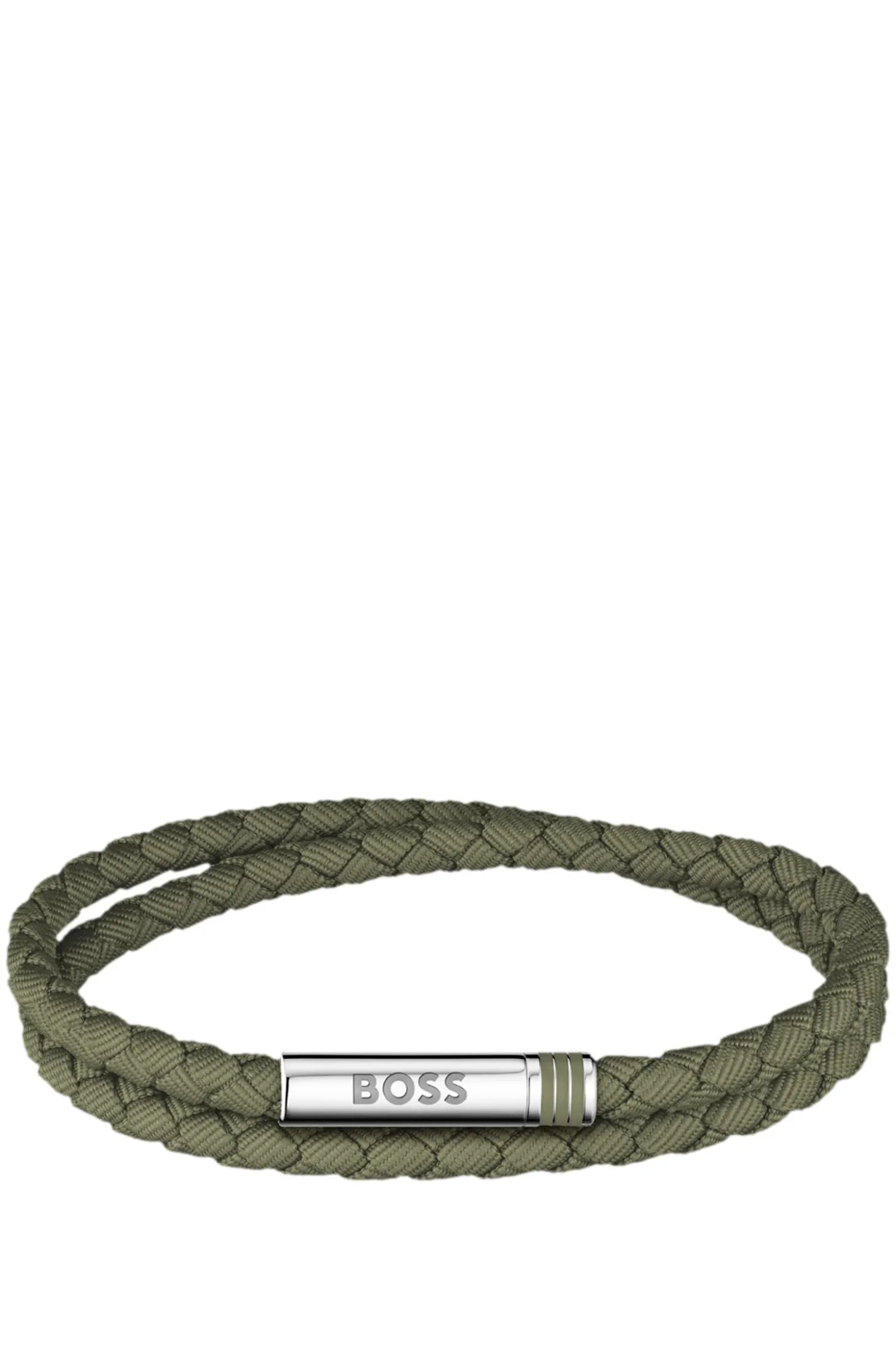 Zweireihiges, geflochtenes Armband in Grün mit Logo-Verschluss