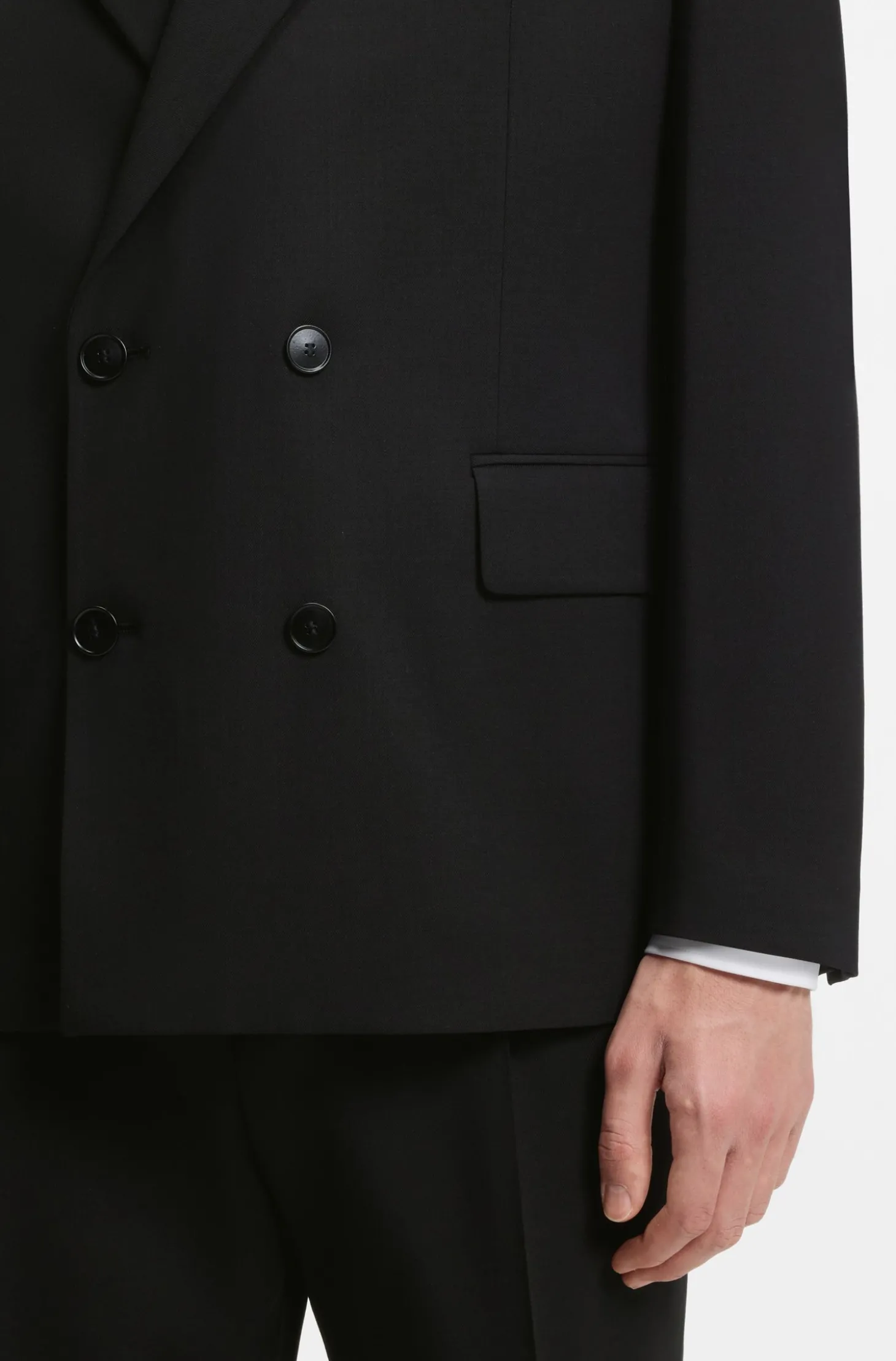 Zweireihiges Sakko aus Woll-Mix mit Twill-Struktur