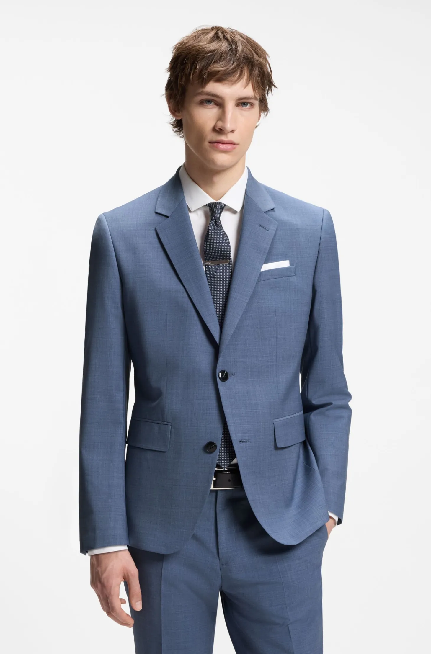 Zweiteiliger Slim-Fit Anzug aus Woll-Mix