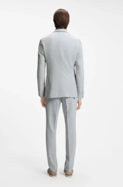 Zweiteiliger Slim-Fit Anzug aus elastischem Seersucker