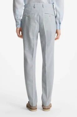 Zweiteiliger Slim-Fit Anzug aus elastischem Seersucker