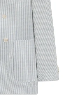 Zweiteiliger Slim-Fit Anzug aus elastischem Seersucker