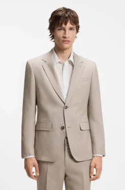 Zweiteiliger Slim-Fit Anzug aus Baumwolle und Leinen