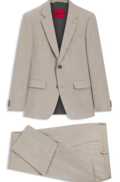 Zweiteiliger Slim-Fit Anzug aus Baumwolle und Leinen