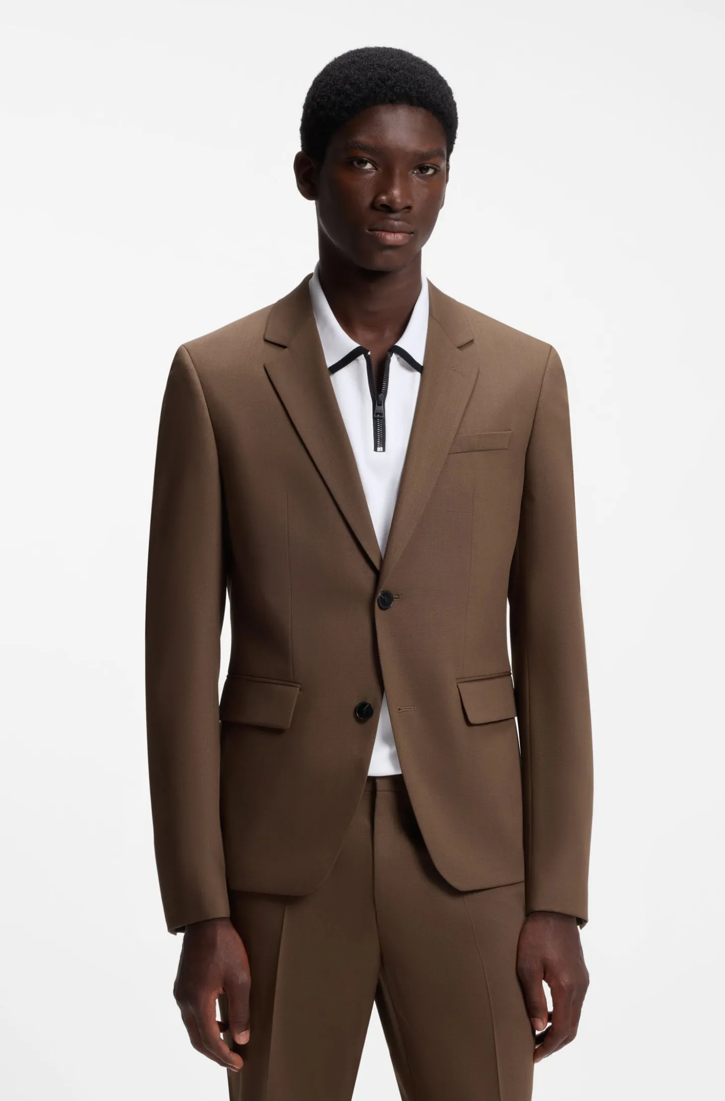 Zweiteiliger Slim-Fit Anzug aus Performance-Stretch-Twill