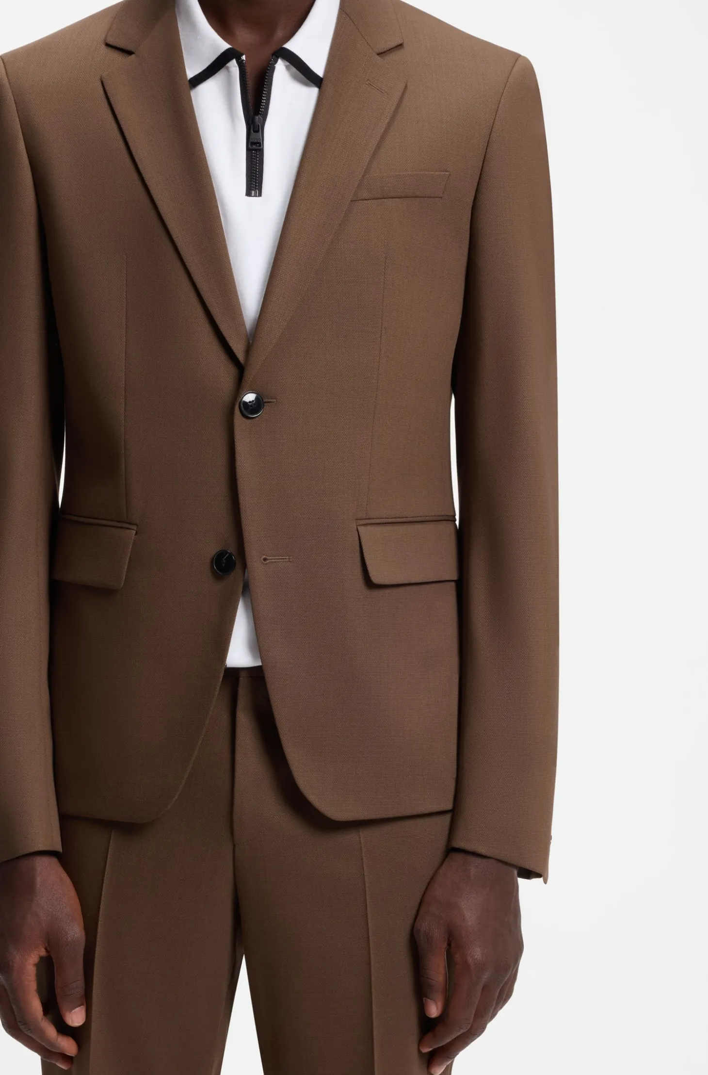 Zweiteiliger Slim-Fit Anzug aus Performance-Stretch-Twill