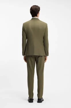 Zweiteiliger Slim-Fit Popeline-Anzug aus Woll-Mix