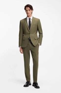 Zweiteiliger Slim-Fit Popeline-Anzug aus Woll-Mix